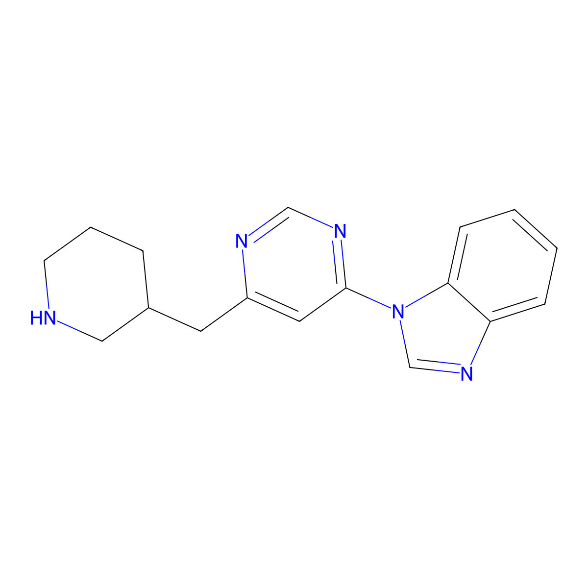 1-(6-(Piperidin-3-ylmethyl)pyrimidin-4-yl)-1H-benzo[d]imidazole molecular structure, CAS 2058987-95-2