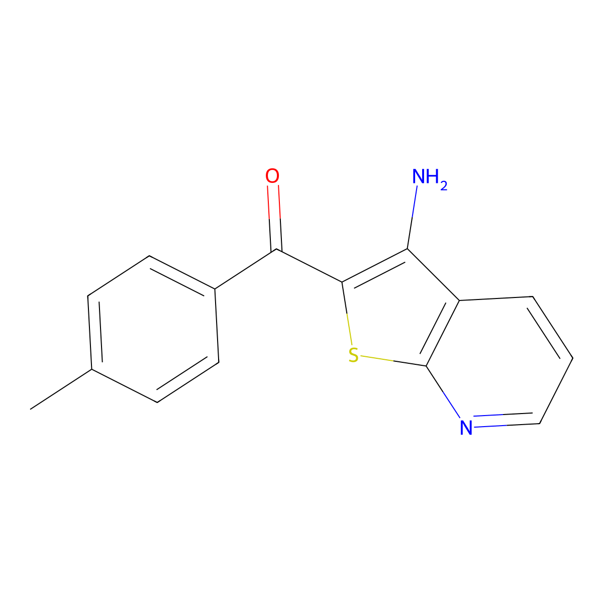 (3-Aminothieno[2,3-b]pyridin-2-yl)(4-methylphenyl)methanone molecular structure, CAS 2058991-70-9