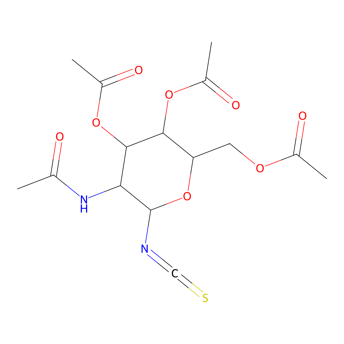 2-Acetamido-3,4,6-tri-o-acetyl-2-deoxy-beta-d-glucopyranosyl isothiocyanate molecular structure, CAS 20590-45-8