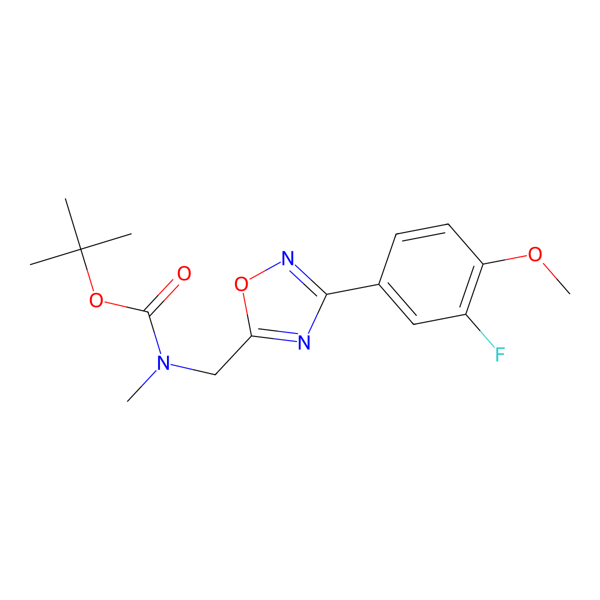 Tert-butyl {[3-(3-fluoro-4-methoxyphenyl)-1,2,4-oxadiazol-5-yl]methyl}methylcarbamate molecular structure, CAS 2059028-49-6