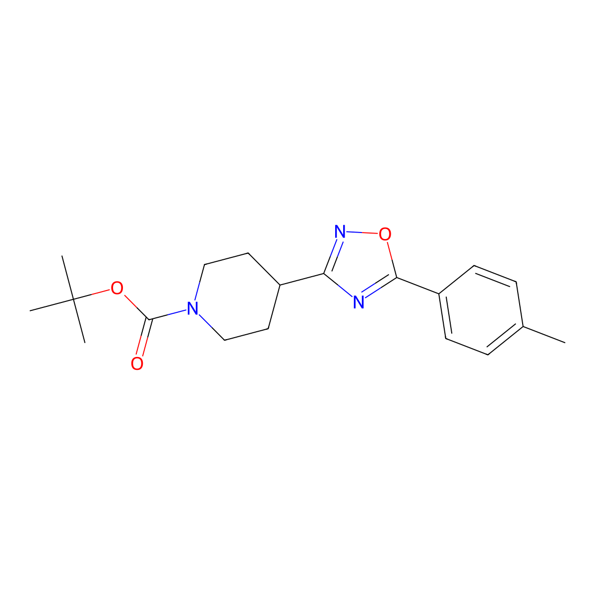 Tert-butyl 4-[5-(4-methylphenyl)-1,2,4-oxadiazol-3-yl]piperidine-1-carboxylate molecular structure, CAS 2059084-93-2