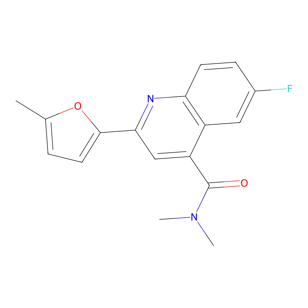 6-fluoro-N,N-dimethyl-2-(5-methylfuran-2-yl)quinoline-4-carboxamide molecular structure, CAS 2059101-89-0