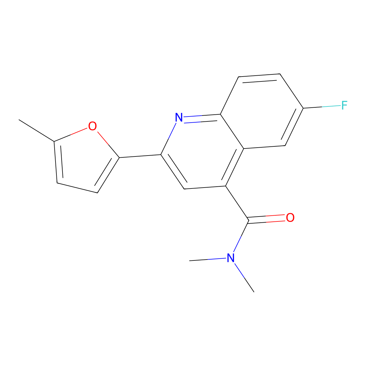 6-fluoro-N,N-dimethyl-2-(5-methylfuran-2-yl)quinoline-4-carboxamide molecular structure, CAS 2059101-89-0