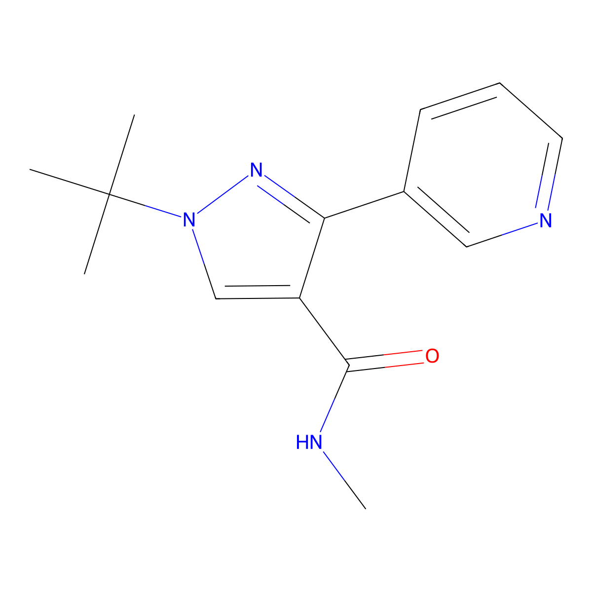 1-tert-butyl-N-methyl-3-(pyridin-3-yl)-1H-pyrazole-4-carboxamide molecular structure, CAS 2059102-02-0