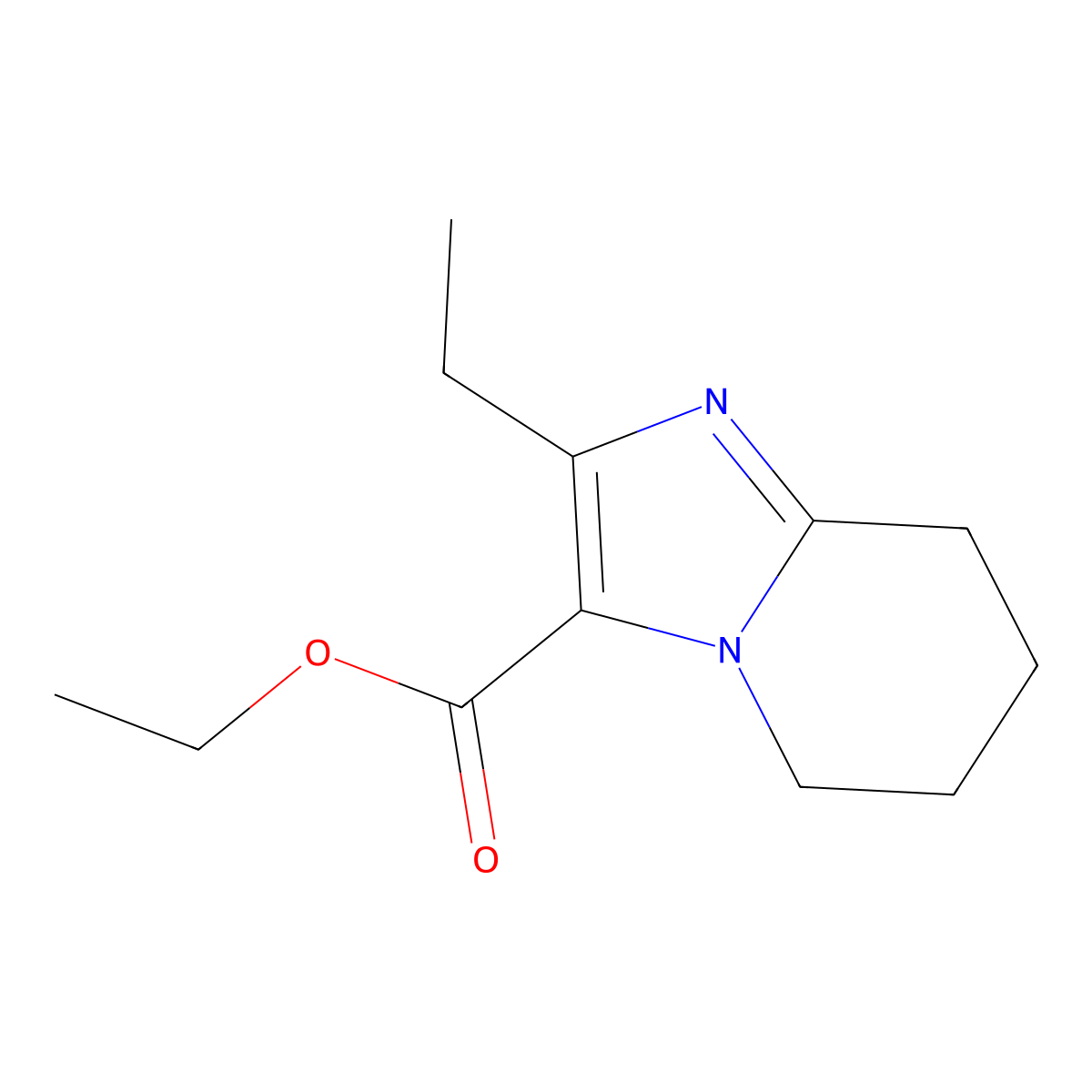 Ethyl 2-ethyl-5H,6H,7H,8H-imidazo[1,2-a]pyridine-3-carboxylate molecular structure, CAS 2059140-92-8