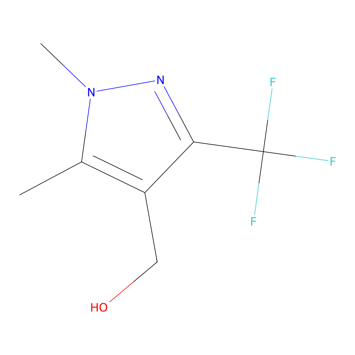 1H-Pyrazole-4-methanol, 1,5-dimethyl-3-(trifluoromethyl)- molecular structure, CAS 2059147-59-8