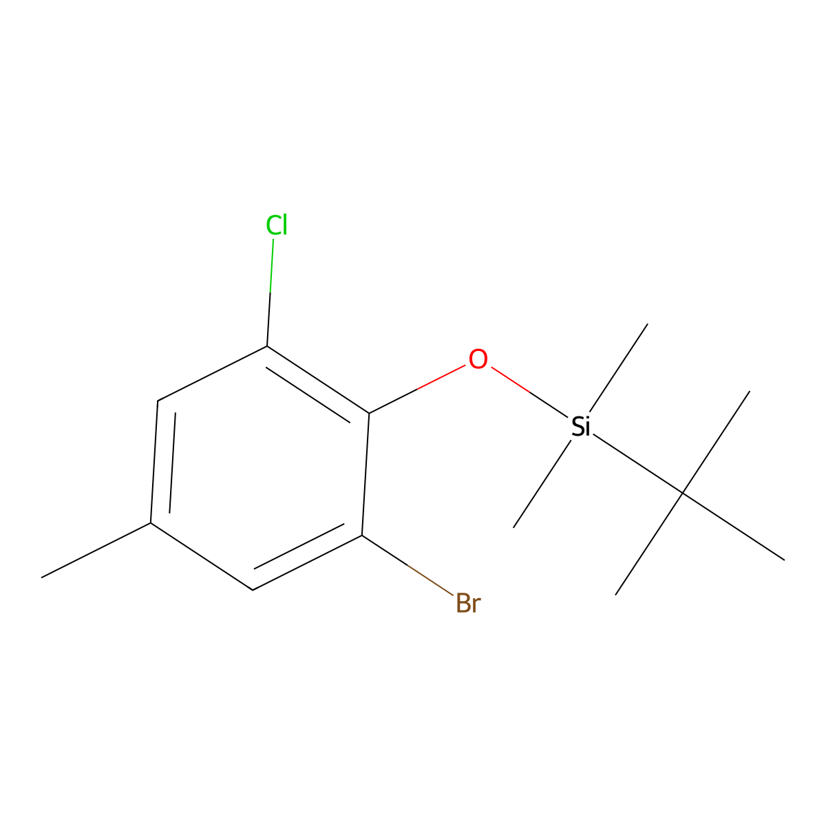 (2-Bromo-6-chloro-4-methylphenoxy)(tert-butyl)dimethylsilane molecular structure, CAS 2059155-89-2
