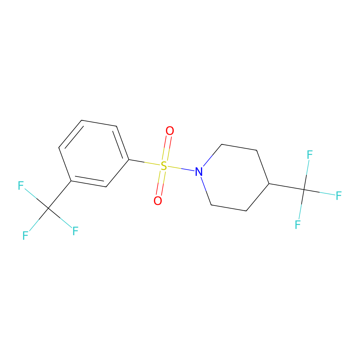 4-(Trifluoromethyl)-1-[3-(trifluoromethyl)benzenesulfonyl]piperidine molecular structure, CAS 2059277-57-3