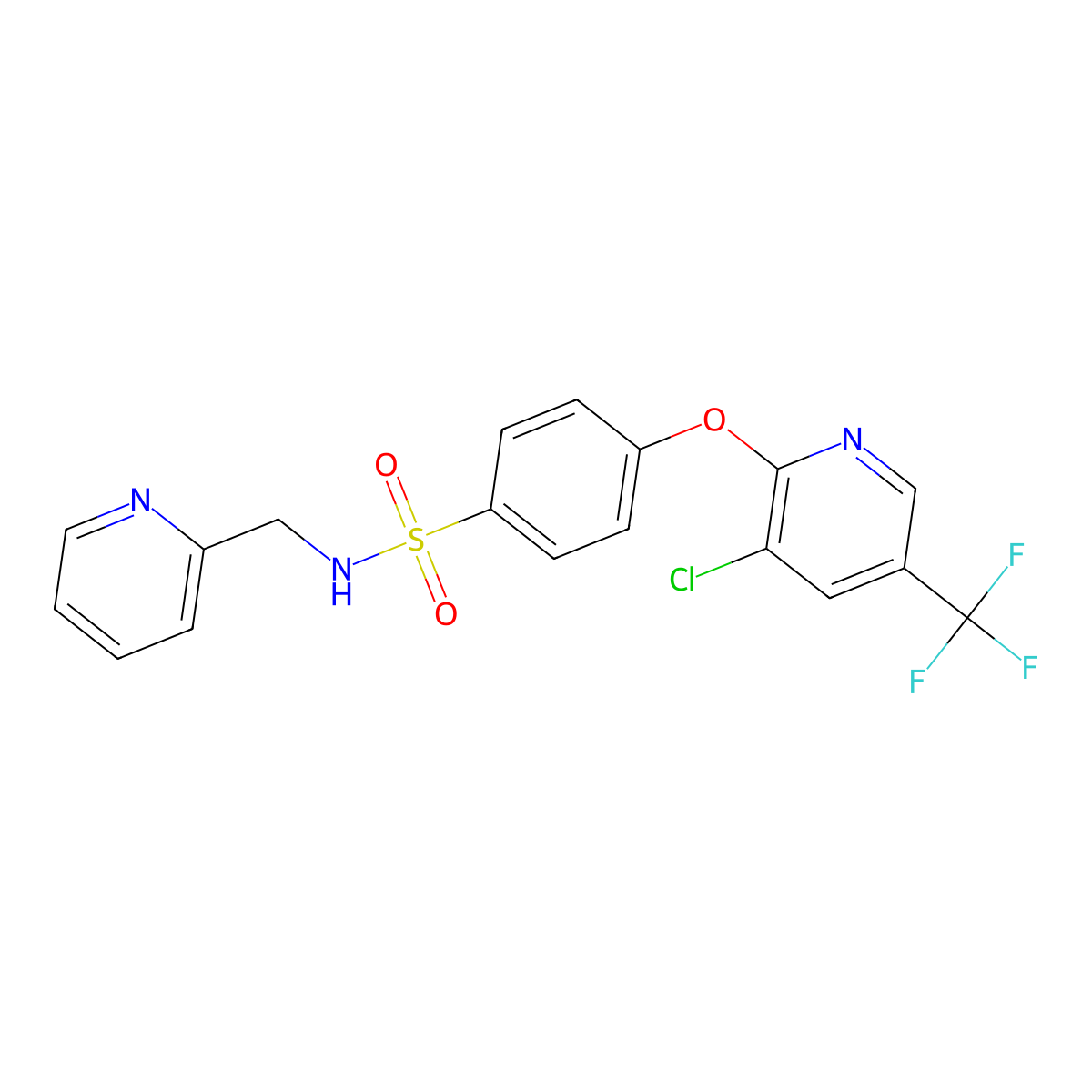4-{[3-chloro-5-(trifluoromethyl)pyridin-2-yl]oxy}-N-[(pyridin-2-yl)methyl]benzene-1-sulfonamide molecular structure, CAS 2059277-96-0