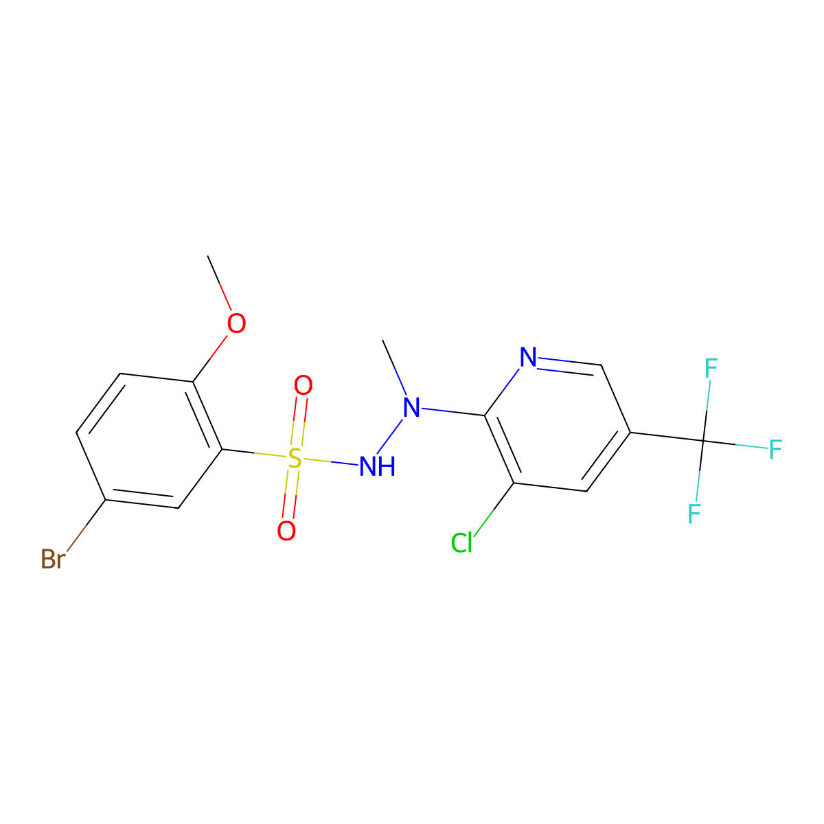 5-bromo-N'-[3-chloro-5-(trifluoromethyl)pyridin-2-yl]-2-methoxy-N'-methylbenzenesulfonohydrazide molecular structure, CAS 2059278-13-4