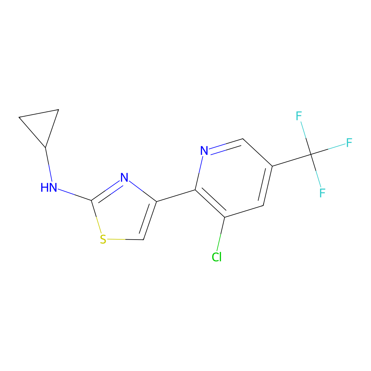 4-[3-chloro-5-(trifluoromethyl)pyridin-2-yl]-N-cyclopropyl-1,3-thiazol-2-amine molecular structure, CAS 2059278-73-6