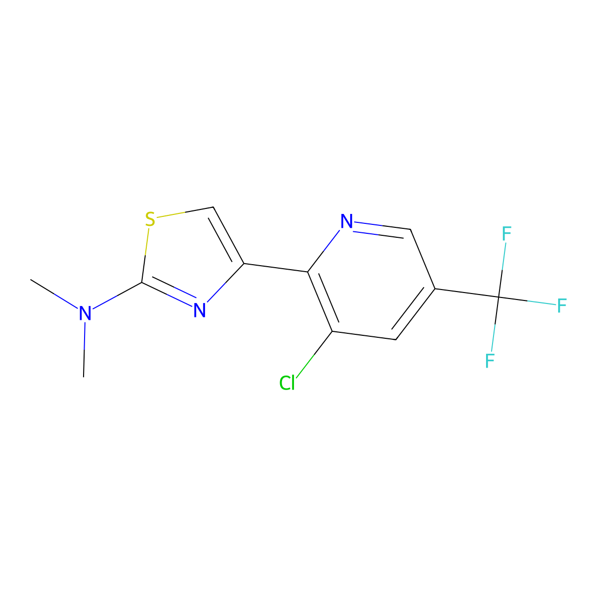 4-[3-chloro-5-(trifluoromethyl)pyridin-2-yl]-N,N-dimethyl-1,3-thiazol-2-amine molecular structure, CAS 2059278-80-5