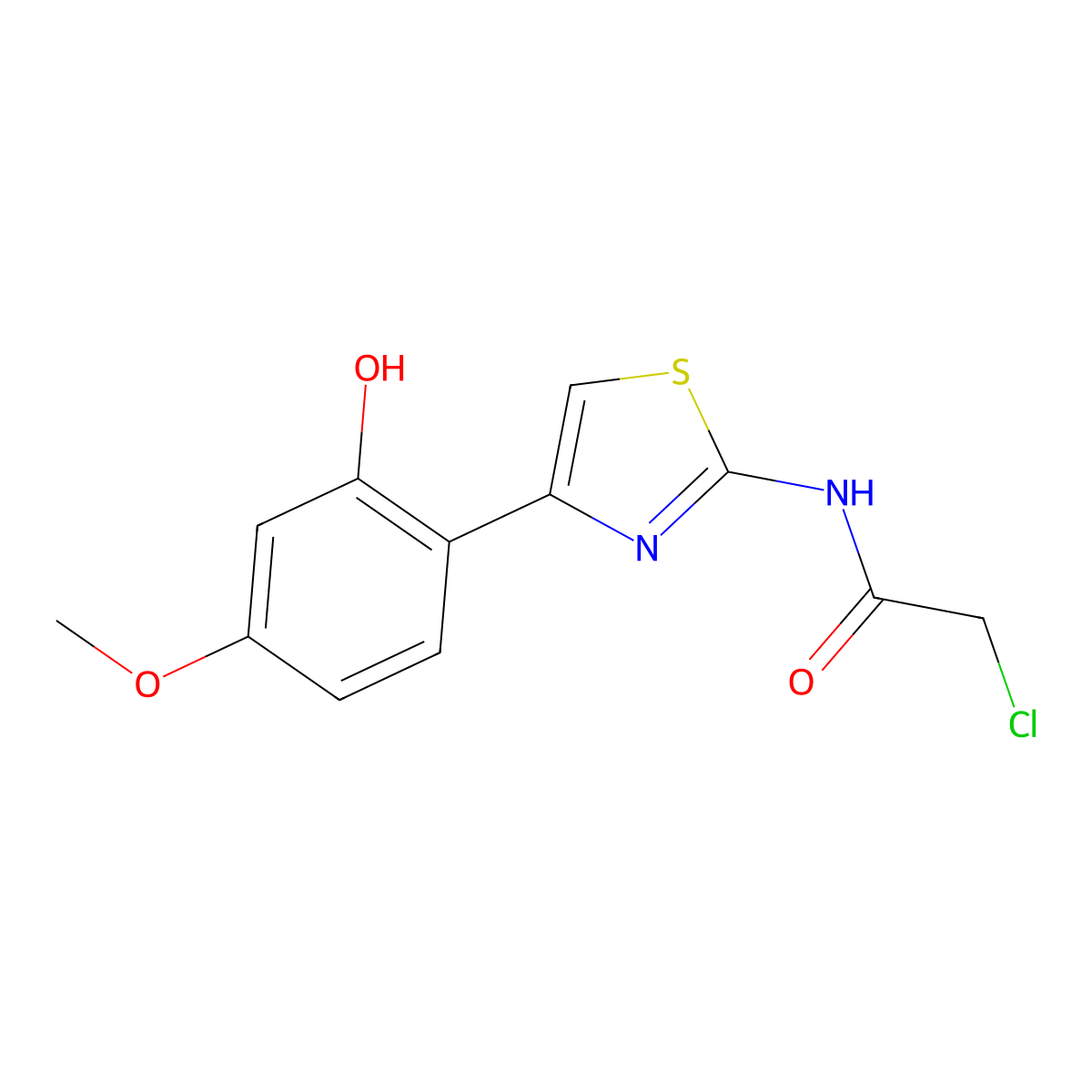2-chloro-N-[4-(2-hydroxy-4-methoxyphenyl)-1,3-thiazol-2-yl]acetamide molecular structure, CAS 205928-31-0