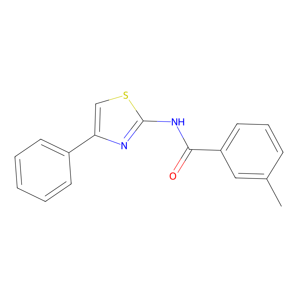 3-methyl-N-(4-phenyl-1,3-thiazol-2-yl)benzamide molecular structure, CAS 205928-33-2