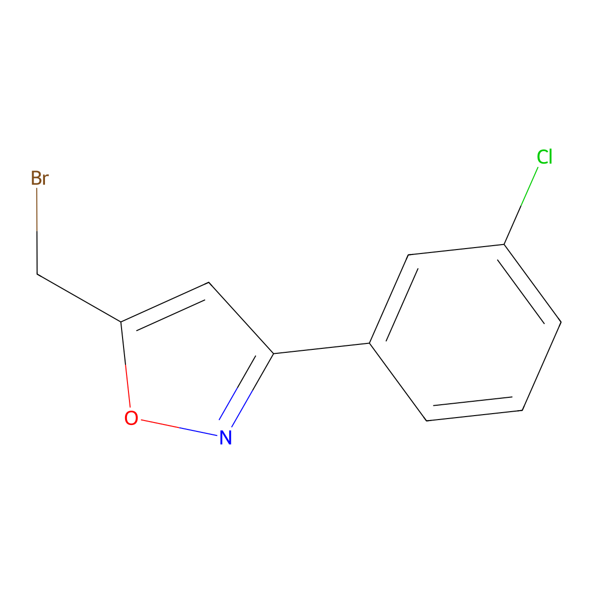5-(Bromomethyl)-3-(3-chlorophenyl)-1,2-oxazole molecular structure, CAS 205928-88-7