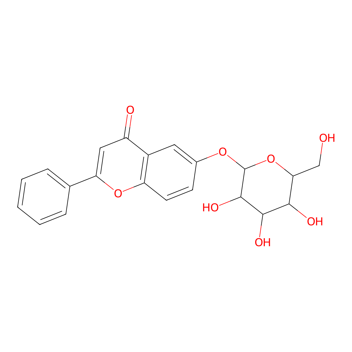 6-Hydroxyflavone-beta-D-glucoside molecular structure, CAS 20594-05-2
