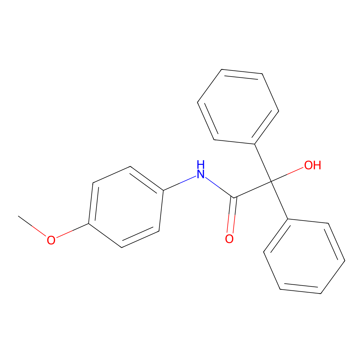 2-hydroxy-N-(4-methoxyphenyl)-2,2-diphenylacetamide molecular structure, CAS 20594-45-0