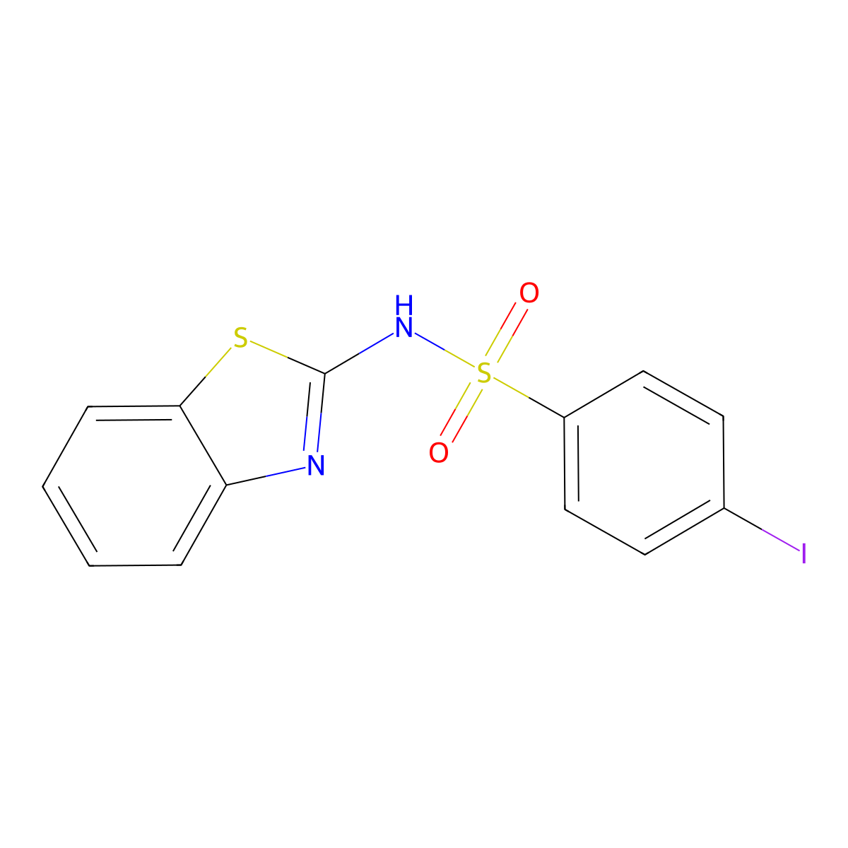 N-(1,3-benzothiazol-2-yl)-4-iodobenzene-1-sulfonamide molecular structure, CAS 2059429-78-4