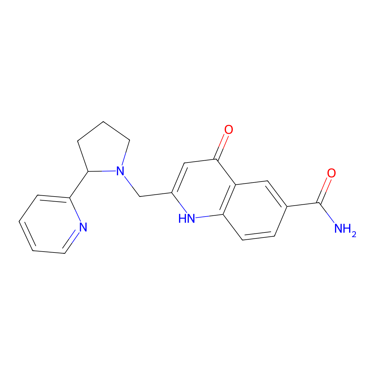 4-Hydroxy-2-{[2-(2-pyridinyl)-1-pyrrolidinyl]methyl}-6-quinolinecarboxamide molecular structure, CAS 2059452-29-6