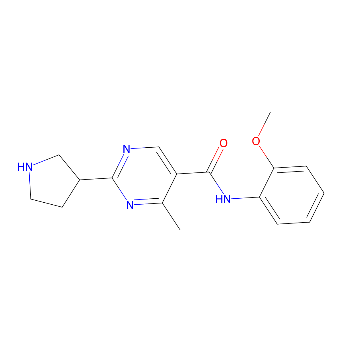 N-(2-Methoxyphenyl)-4-methyl-2-(pyrrolidin-3-YL)pyrimidine-5-carboxamide molecular structure, CAS 2059476-81-0