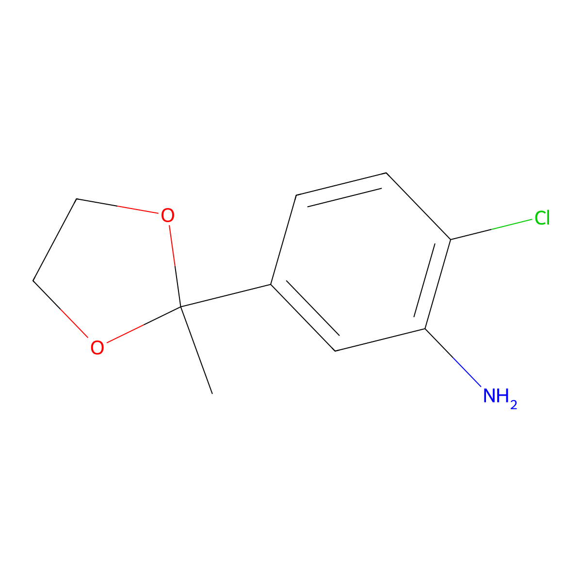 2-Chloro-5-(2-methyl-1,3-dioxolan-2-yl)aniline molecular structure, CAS 2059484-67-0