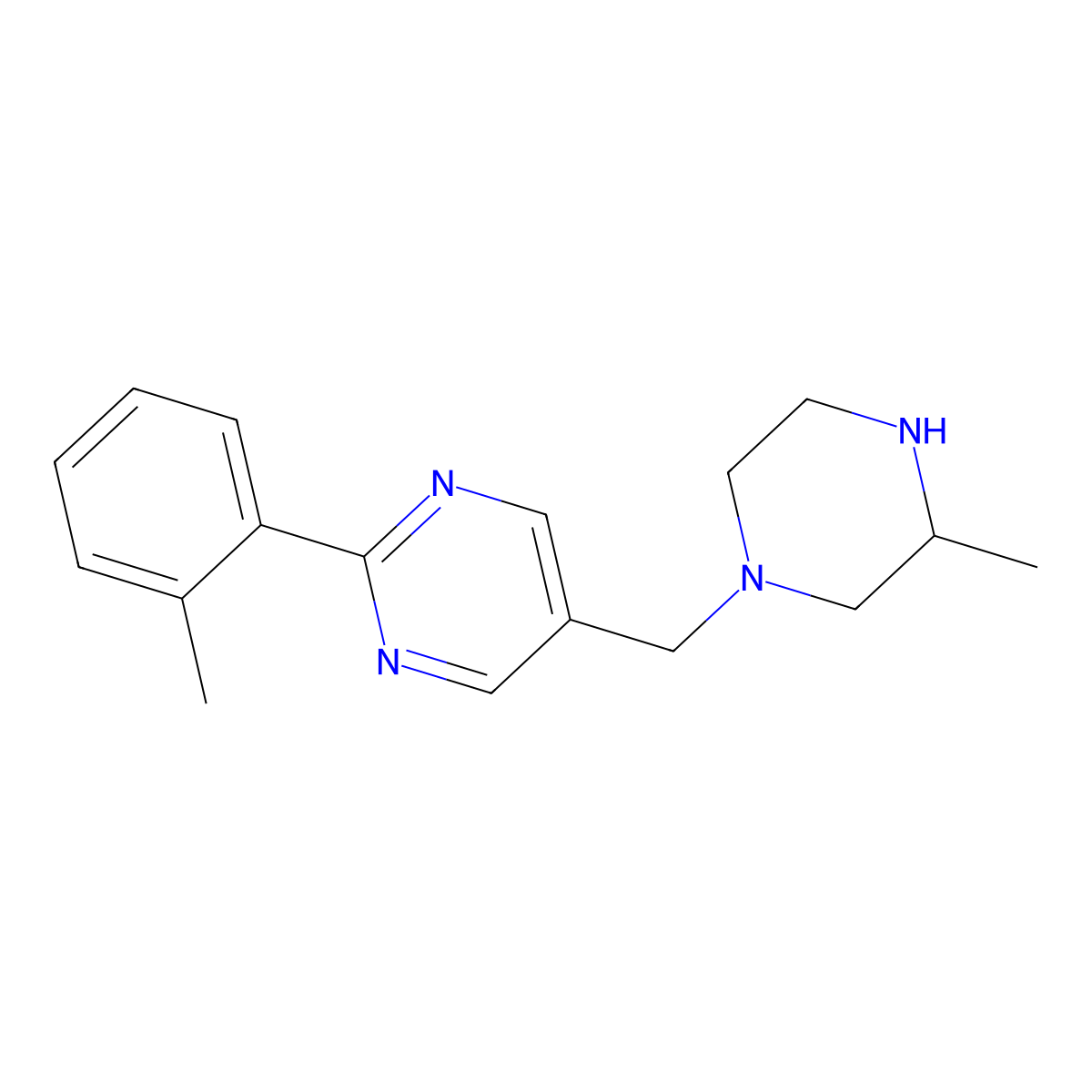 2-(2-Methylphenyl)-5-{[(3R)-3-methylpiperazin-1-YL]methyl}pyrimidine molecular structure, CAS 2059496-07-8