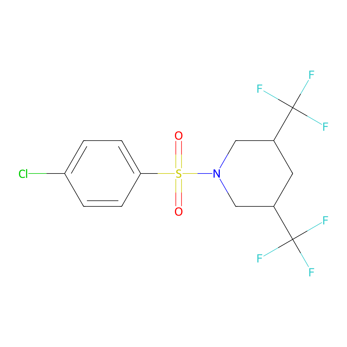 1-(4-Chlorobenzenesulfonyl)-3,5-bis(trifluoromethyl)piperidine molecular structure, CAS 2059513-03-8