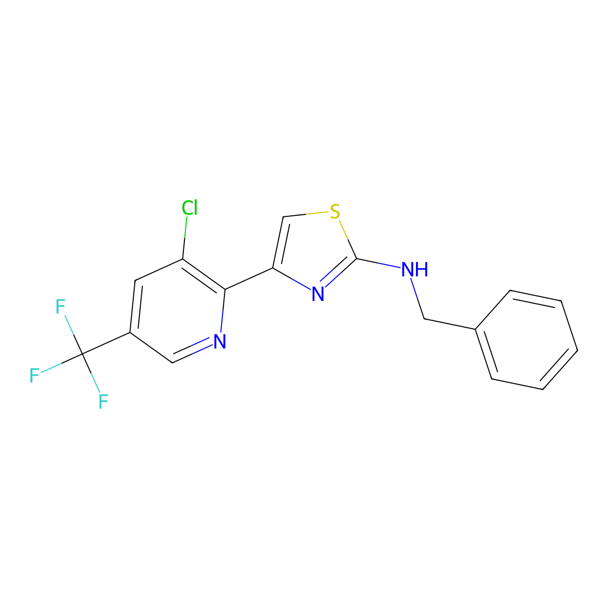 N-benzyl-4-[3-chloro-5-(trifluoromethyl)pyridin-2-yl]-1,3-thiazol-2-amine molecular structure, CAS 2059513-05-0