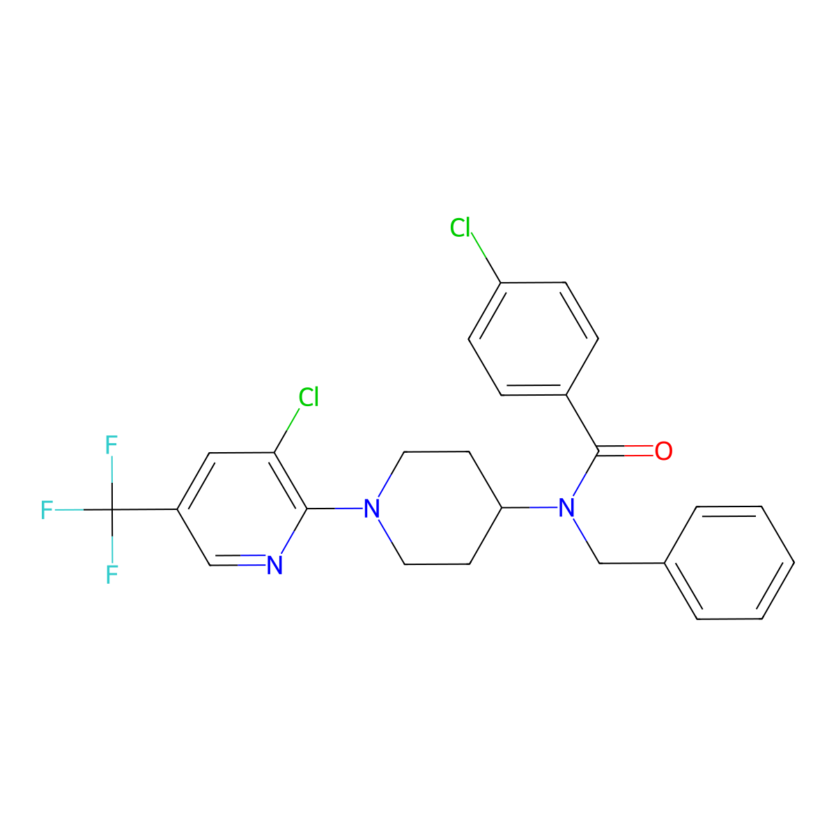 N-benzyl-4-chloro-N-{1-[3-chloro-5-(trifluoromethyl)-2-pyridinyl]-4-piperidinyl}benzenecarboxamide molecular structure, CAS 2059513-44-7