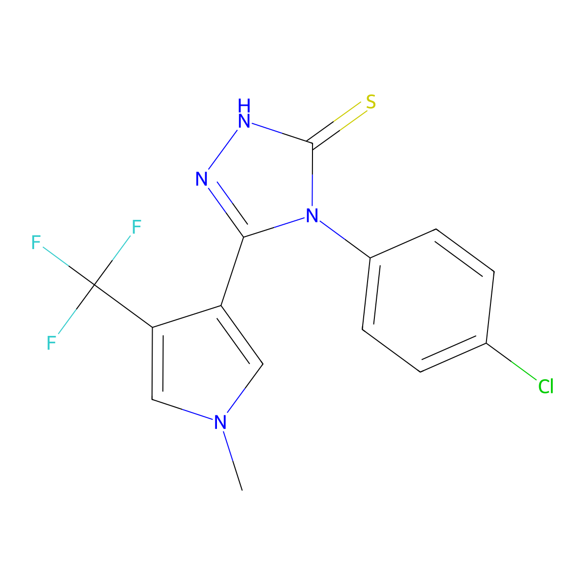 4-(4-chlorophenyl)-5-[1-methyl-4-(trifluoromethyl)-1H-pyrrol-3-yl]-4H-1,2,4-triazole-3-thiol molecular structure, CAS 2059513-49-2