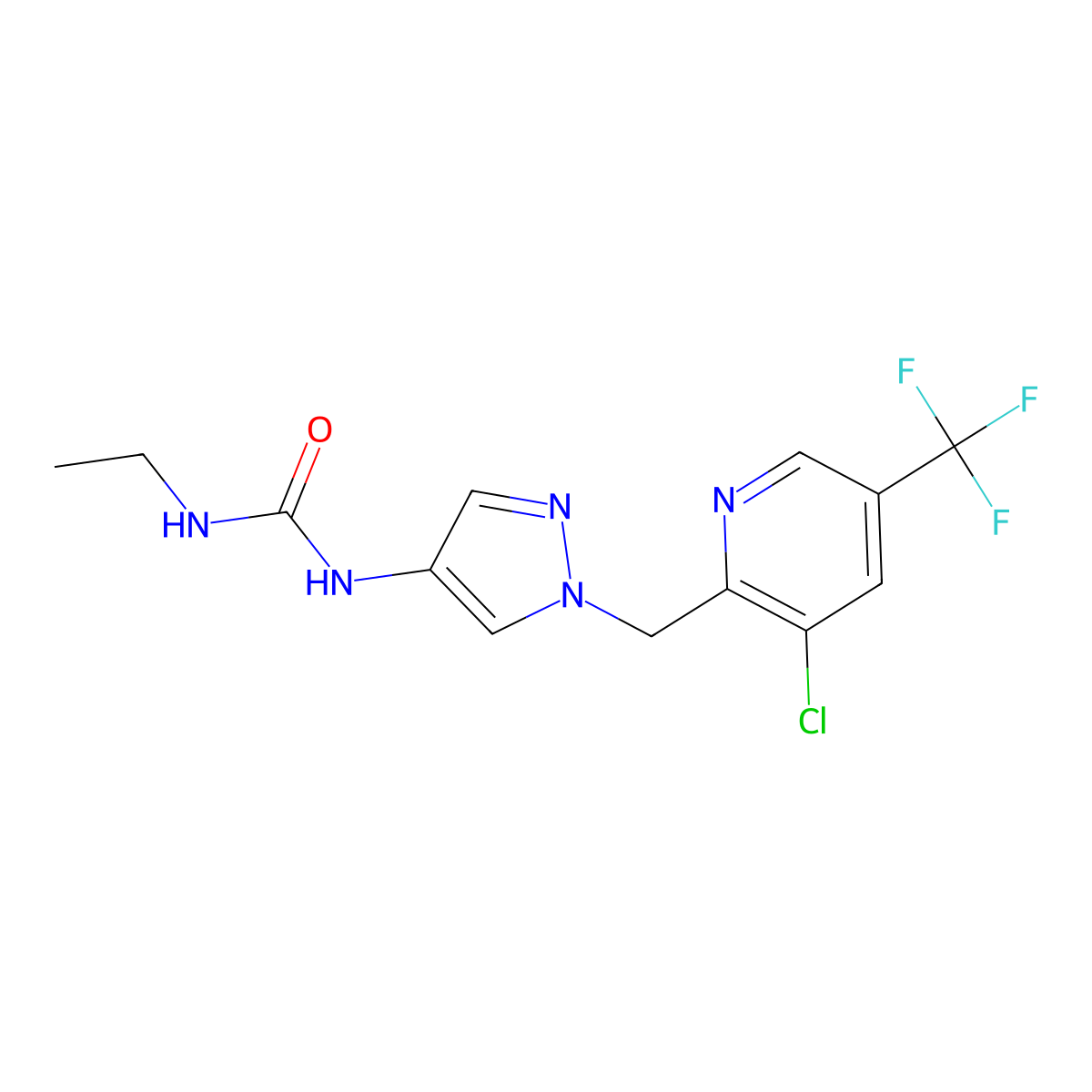 1-(1-{[3-chloro-5-(trifluoromethyl)pyridin-2-yl]methyl}-1H-pyrazol-4-yl)-3-ethylurea molecular structure, CAS 2059513-69-6