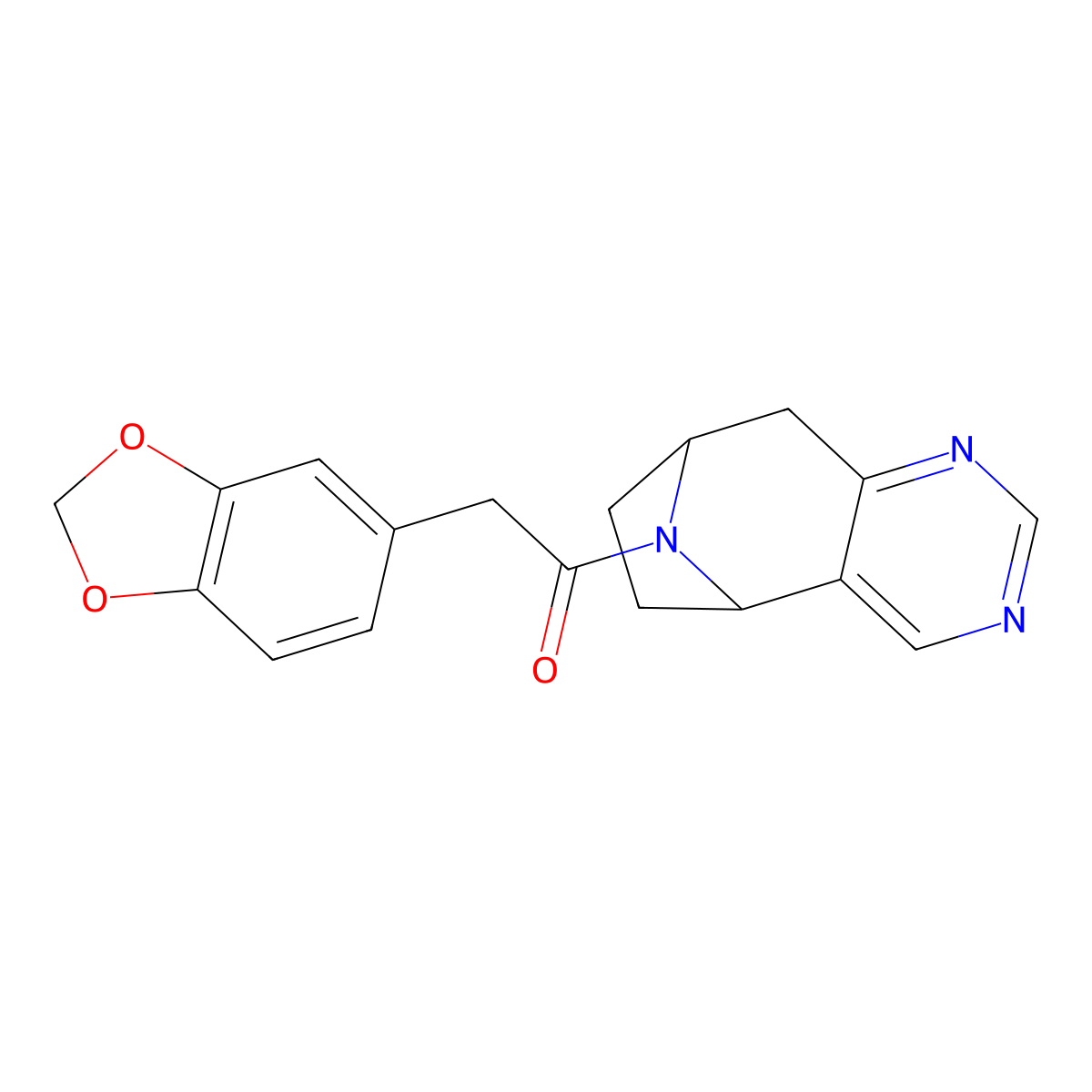 2-(benzo[d][1,3]dioxol-5-yl)-1-((5R,8S)-6,7,8,9-tetrahydro-5H-5,8-epiminocyclohepta[d]pyrimidin-10-yl)ethanone molecular structure, CAS 2059520-93-1