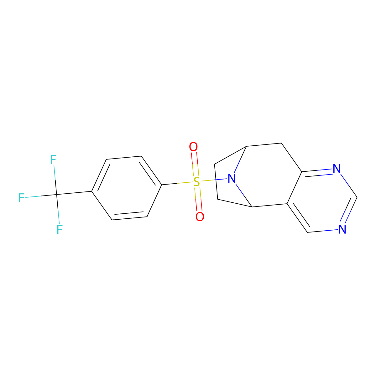(5R,8S)-10-((4-(trifluoromethyl)phenyl)sulfonyl)-6,7,8,9-tetrahydro-5H-5,8-epiminocyclohepta[d]pyrimidine molecular structure, CAS 2059521-08-1