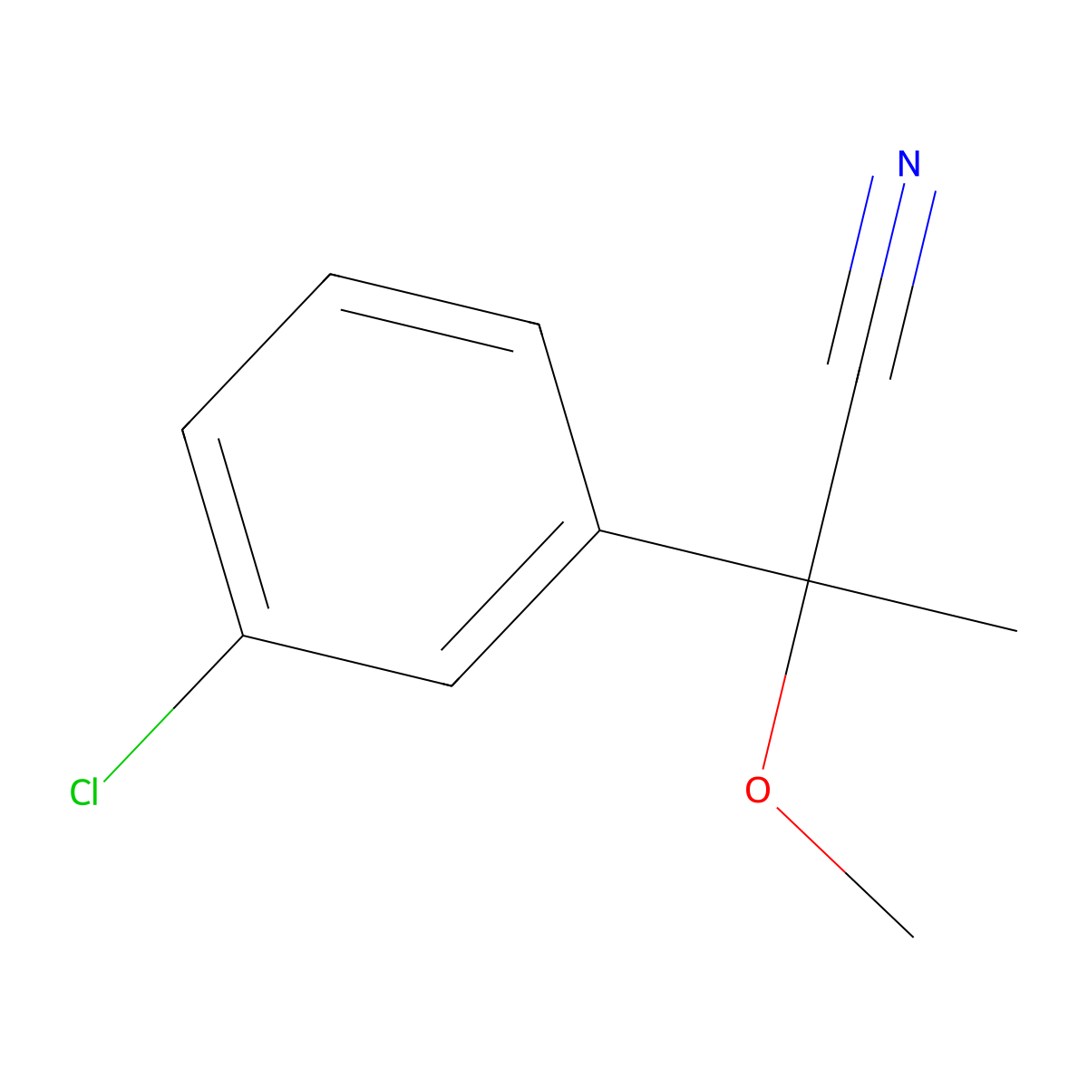 2-(3-Chlorophenyl)-2-methoxypropanenitrile molecular structure, CAS 2059626-21-8