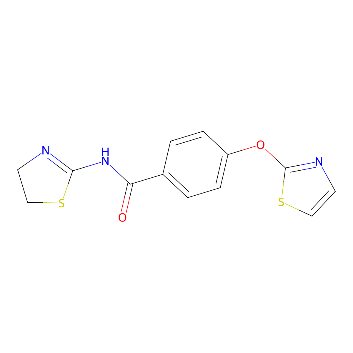 N-(4,5-dihydrothiazol-2-yl)-4-(thiazol-2-yloxy)benzamide molecular structure, CAS 2059644-66-3