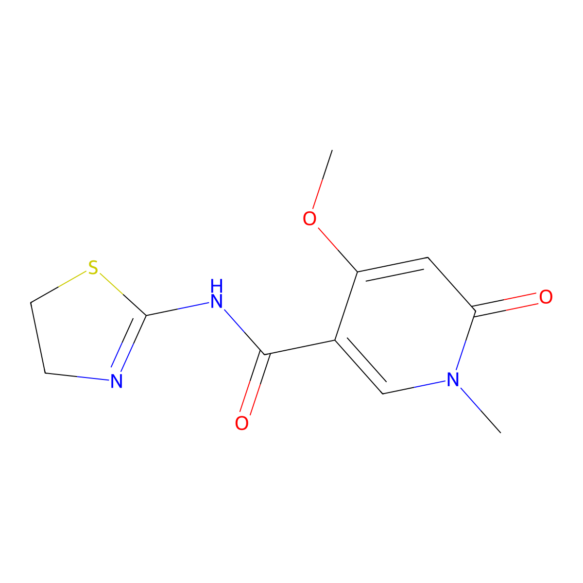N-(4,5-dihydrothiazol-2-yl)-4-methoxy-1-methyl-6-oxo-1,6-dihydropyridine-3-carboxamide molecular structure, CAS 2059644-80-1