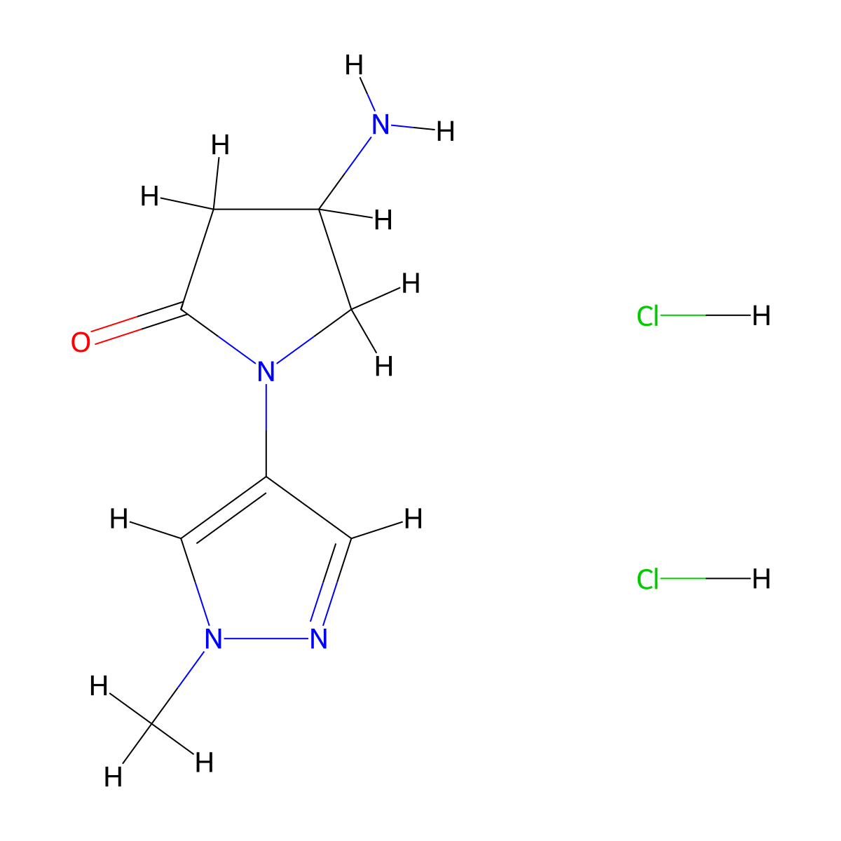 4-amino-1-(1-methyl-1H-pyrazol-4-yl)pyrrolidin-2-one dihydrochloride molecular structure, CAS 2059684-74-9