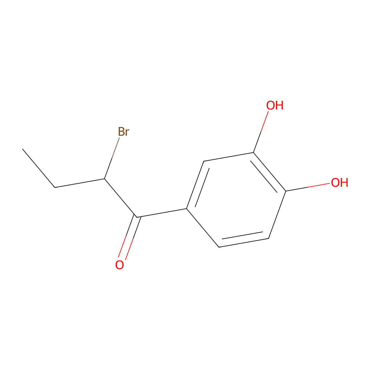 2-Bromo-1-(3,4-dihydroxyphenyl)butan-1-one molecular structure, CAS 2059685-96-8