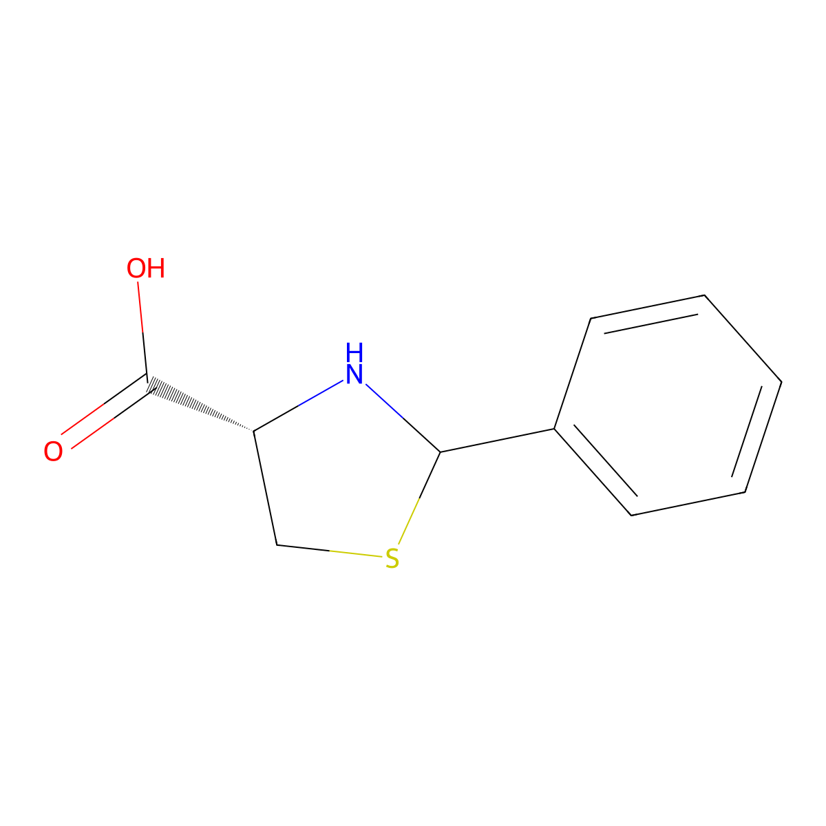 (4S)-2-Phenylthiazolidine-4-carboxylic acid molecular structure, CAS 205985-93-9