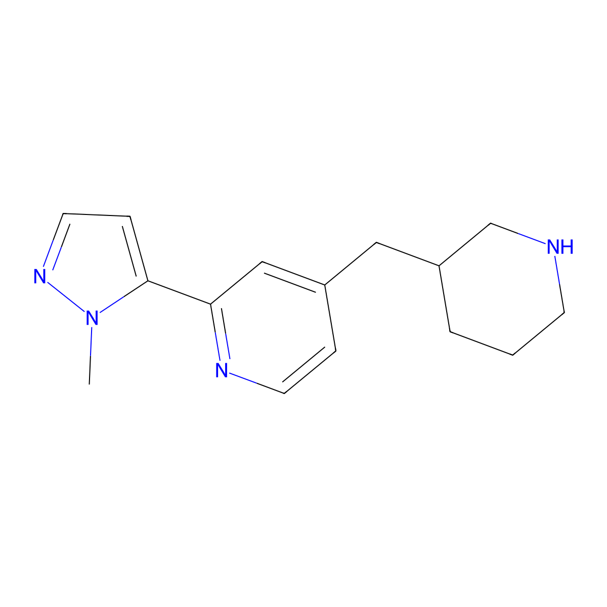 2-(1-Methyl-1H-pyrazol-5-yl)-4-(piperidin-3-ylmethyl)pyridine molecular structure, CAS 2059884-03-4