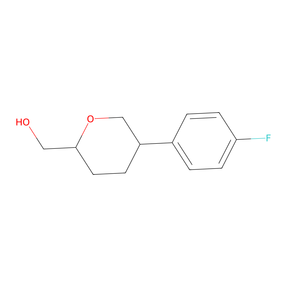 [(2S,5R)-5-(4-Fluorophenyl)oxan-2-yl]methanol molecular structure, CAS 2059908-20-0