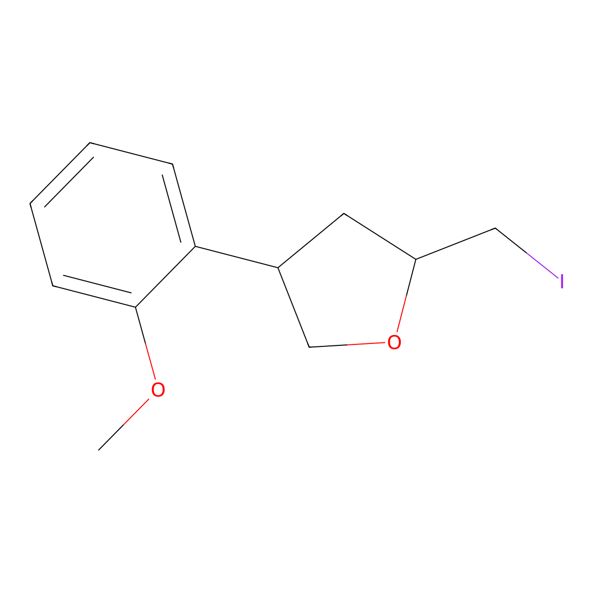 (2R,4R)-2-(Iodomethyl)-4-(2-methoxyphenyl)oxolane molecular structure, CAS 2059908-44-8