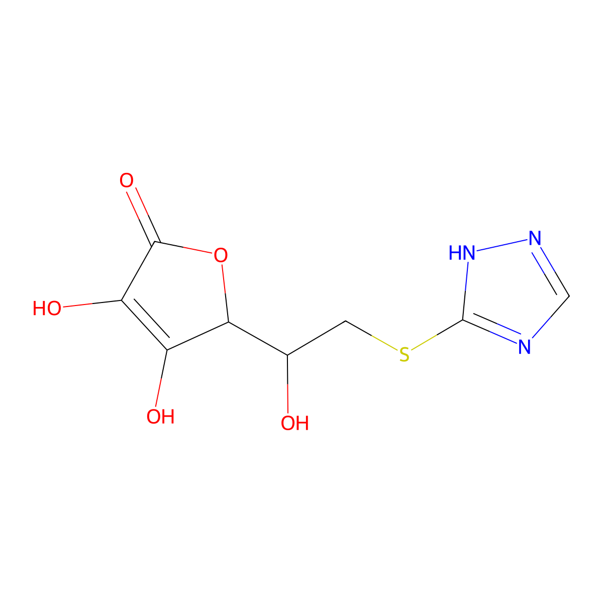 (5R)-3,4-Dihydroxy-5-[(1R)-1-hydroxy-2-(4H-1,2,4-triazol-3-ylsulfanyl)ethyl]-2,5-dihydrofuran-2-one molecular structure, CAS 2059908-67-5