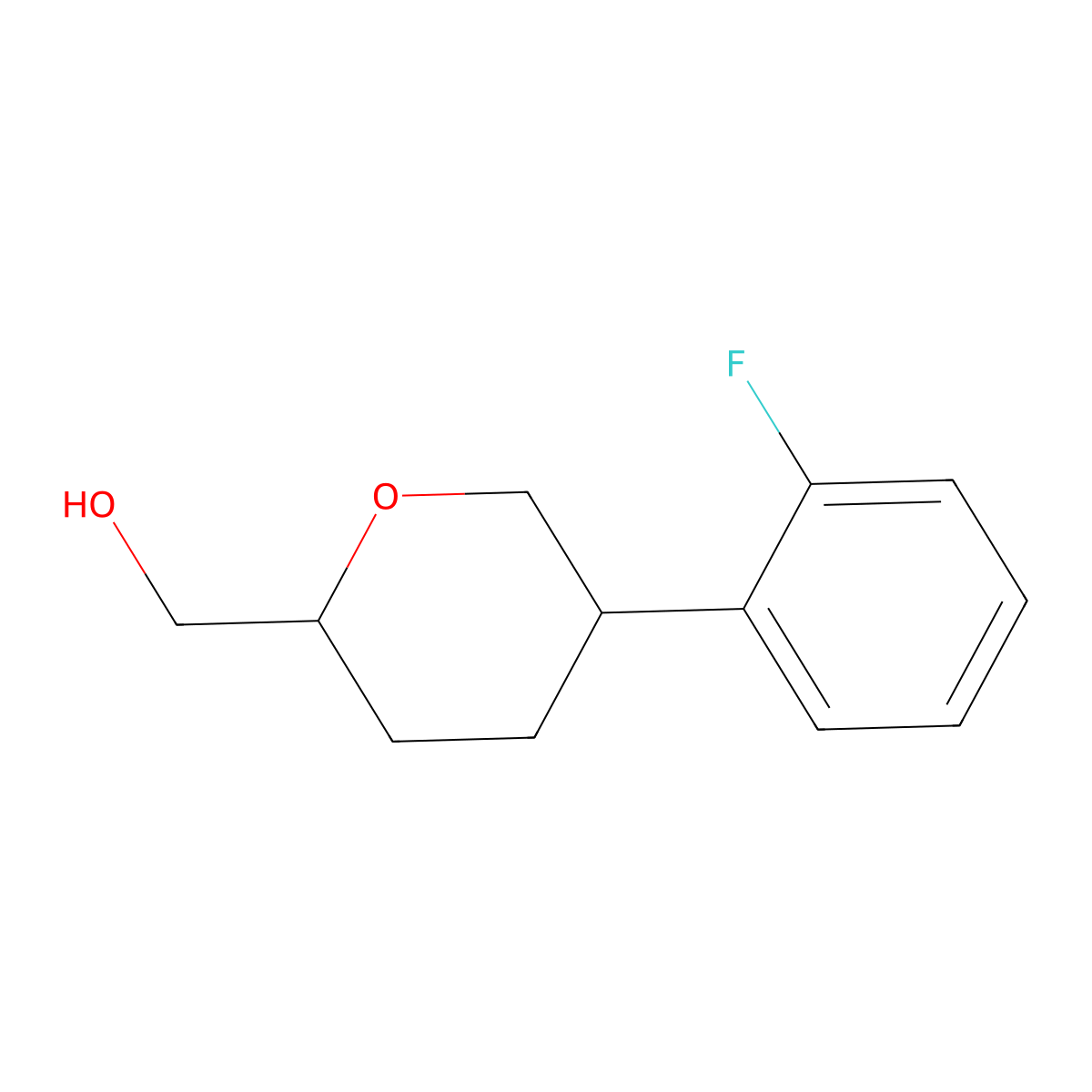 [(2S,5R)-5-(2-Fluorophenyl)oxan-2-yl]methanol molecular structure, CAS 2059908-76-6