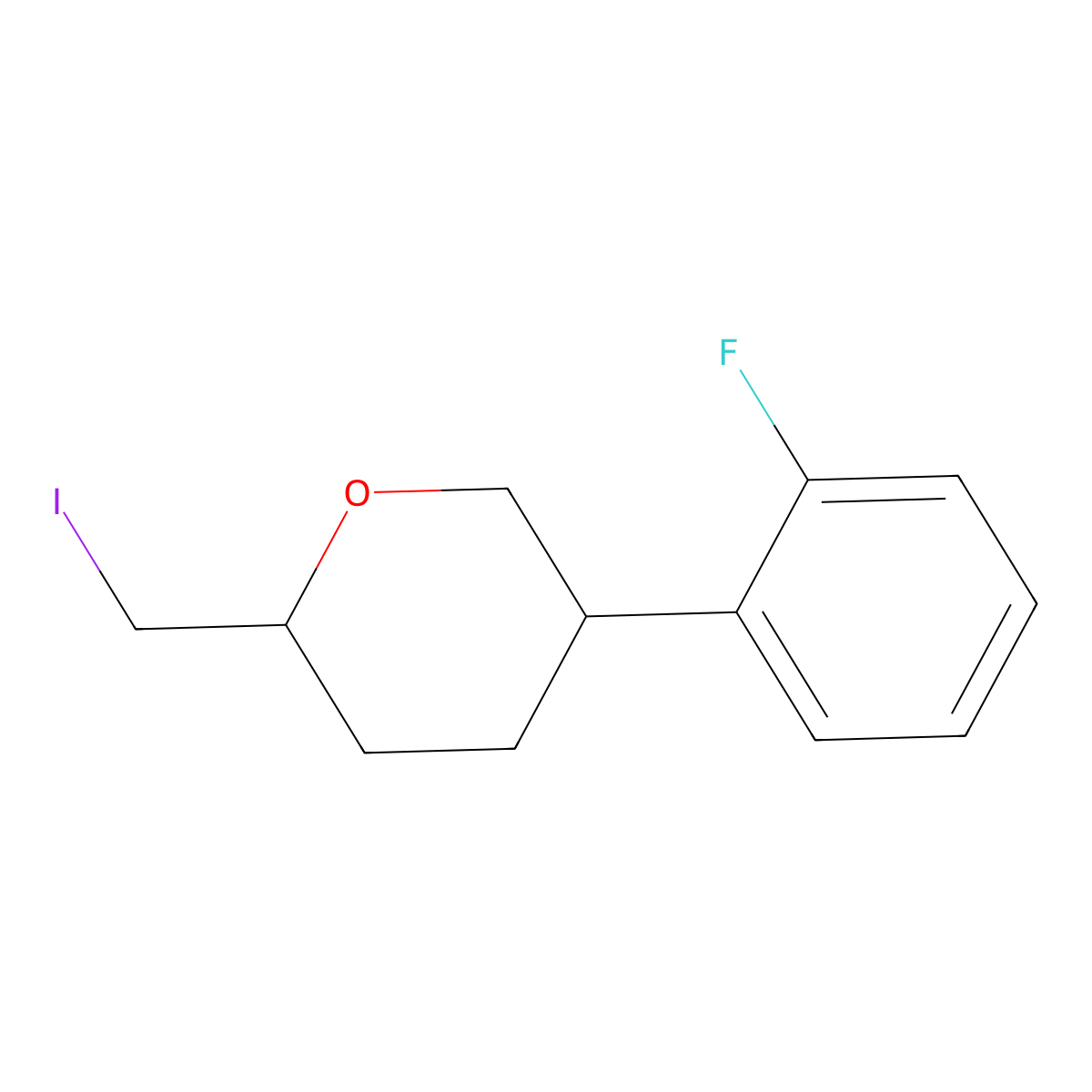 (2S,5R)-5-(2-Fluorophenyl)-2-(iodomethyl)oxane molecular structure, CAS 2059908-79-9