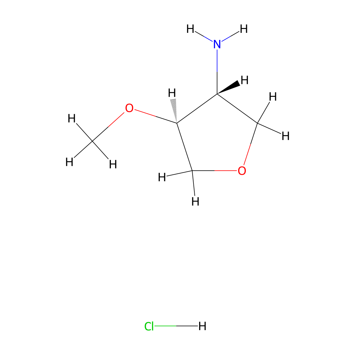 (3R,4S)-4-Methoxytetrahydrofuran-3-amine hydrochloride molecular structure, CAS 2059908-81-3