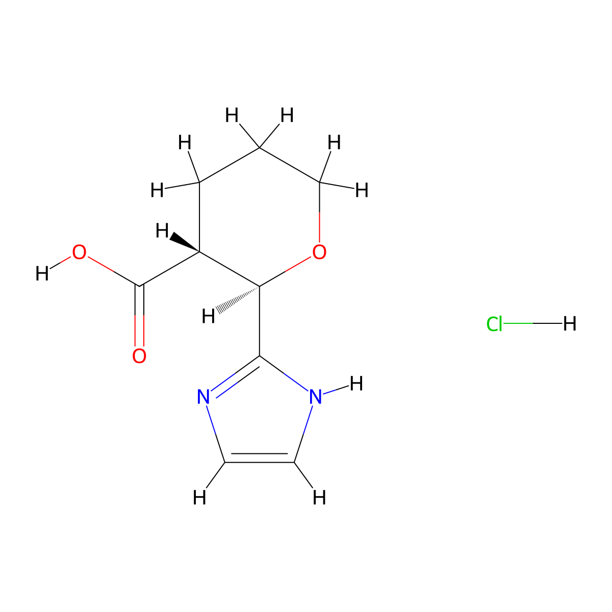 rac-(2R,3R)-2-(1H-imidazol-2-yl)oxane-3-carboxylic acid hydrochloride molecular structure, CAS 2059909-28-1