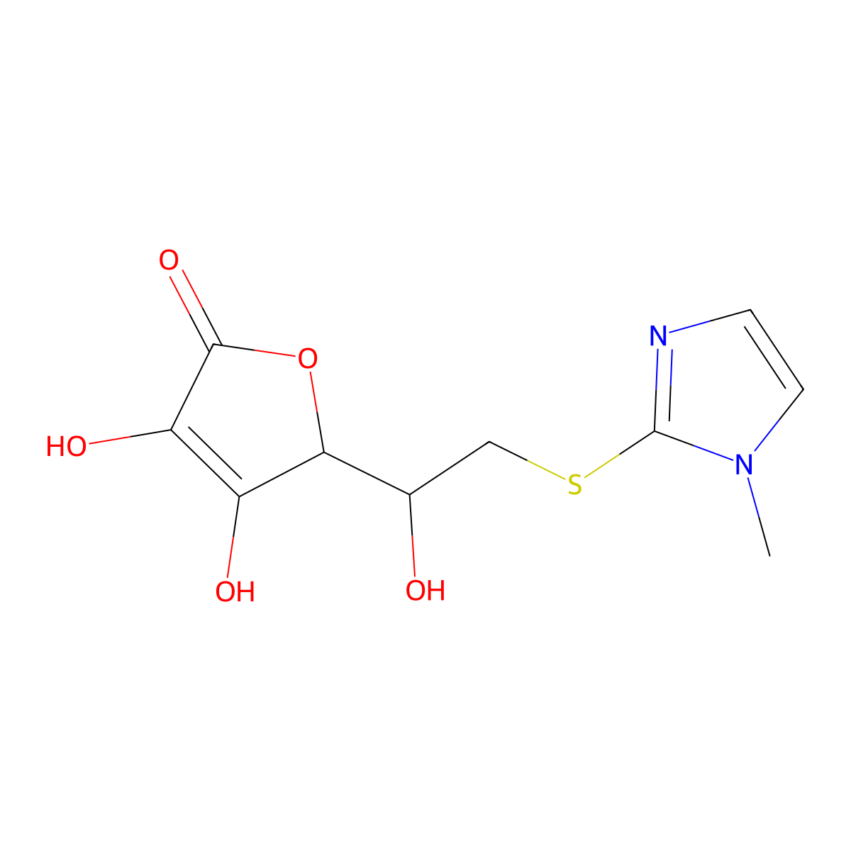 (5R)-3,4-Dihydroxy-5-[(1R)-1-hydroxy-2-[(1-methyl-1H-imidazol-2-yl)sulfanyl]ethyl]-2,5-dihydrofuran-2-one molecular structure, CAS 2059909-29-2
