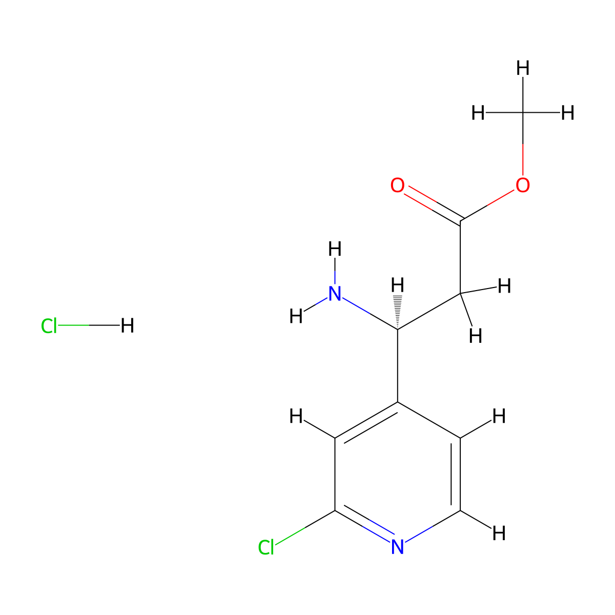 methyl (3S)-3-amino-3-(2-chloropyridin-4-yl)propanoate hydrochloride molecular structure, CAS 2059909-32-7