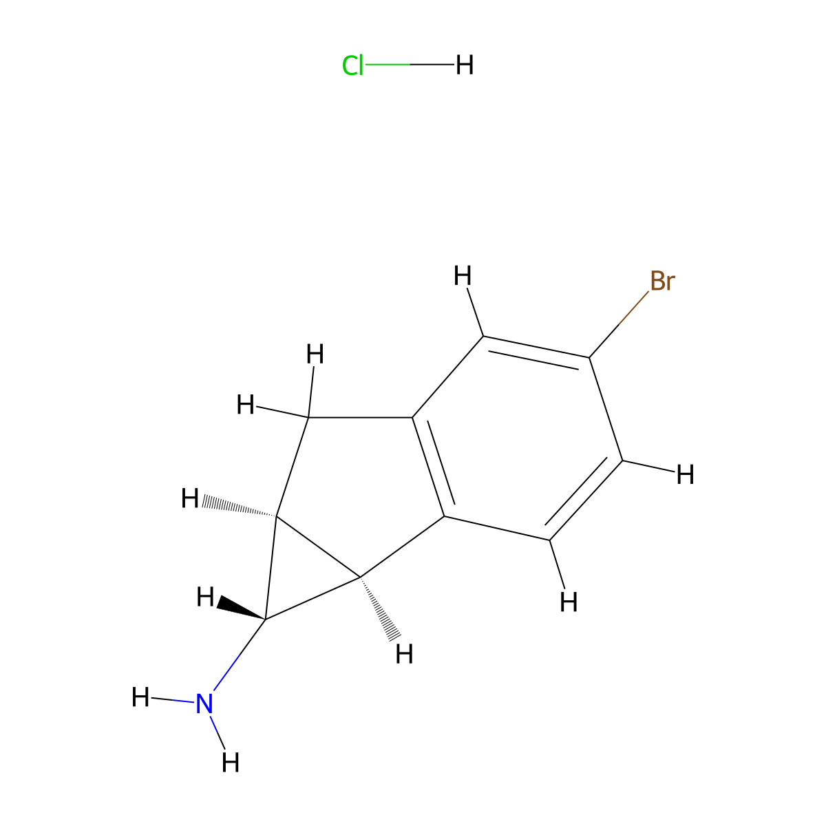 (1R,1aS,6aS)-4-bromo-1,1a,6,6a-tetrahydrocyclopropa[a]inden-1-amine;hydrochloride molecular structure, CAS 2059909-45-2